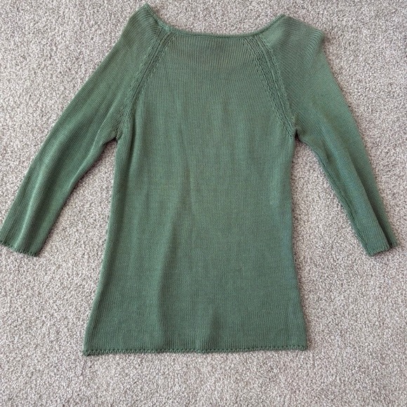 Max Mara Boatneck Sweater Size Small Green Knitting Yarn Italy Beach Coastal - Picture 10 of 11